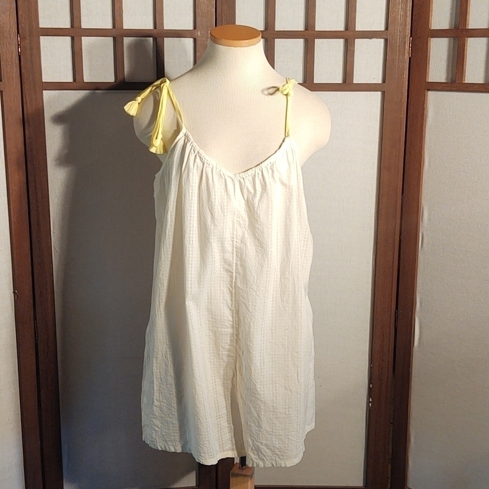 Aerie White Cotton Romper / Swim Cover up Sz M